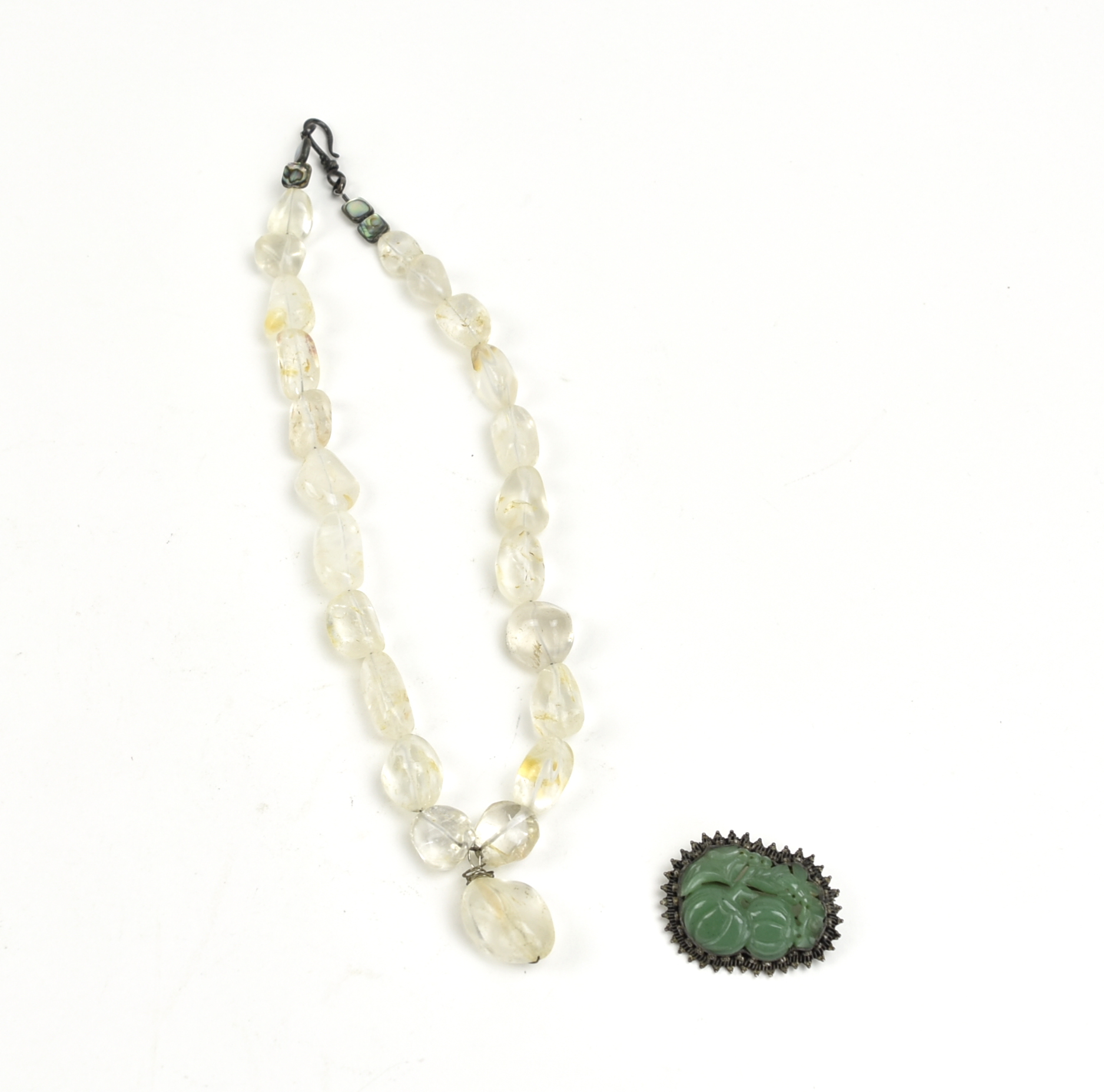 CHINESE JADEITE PENDANT & GLASS