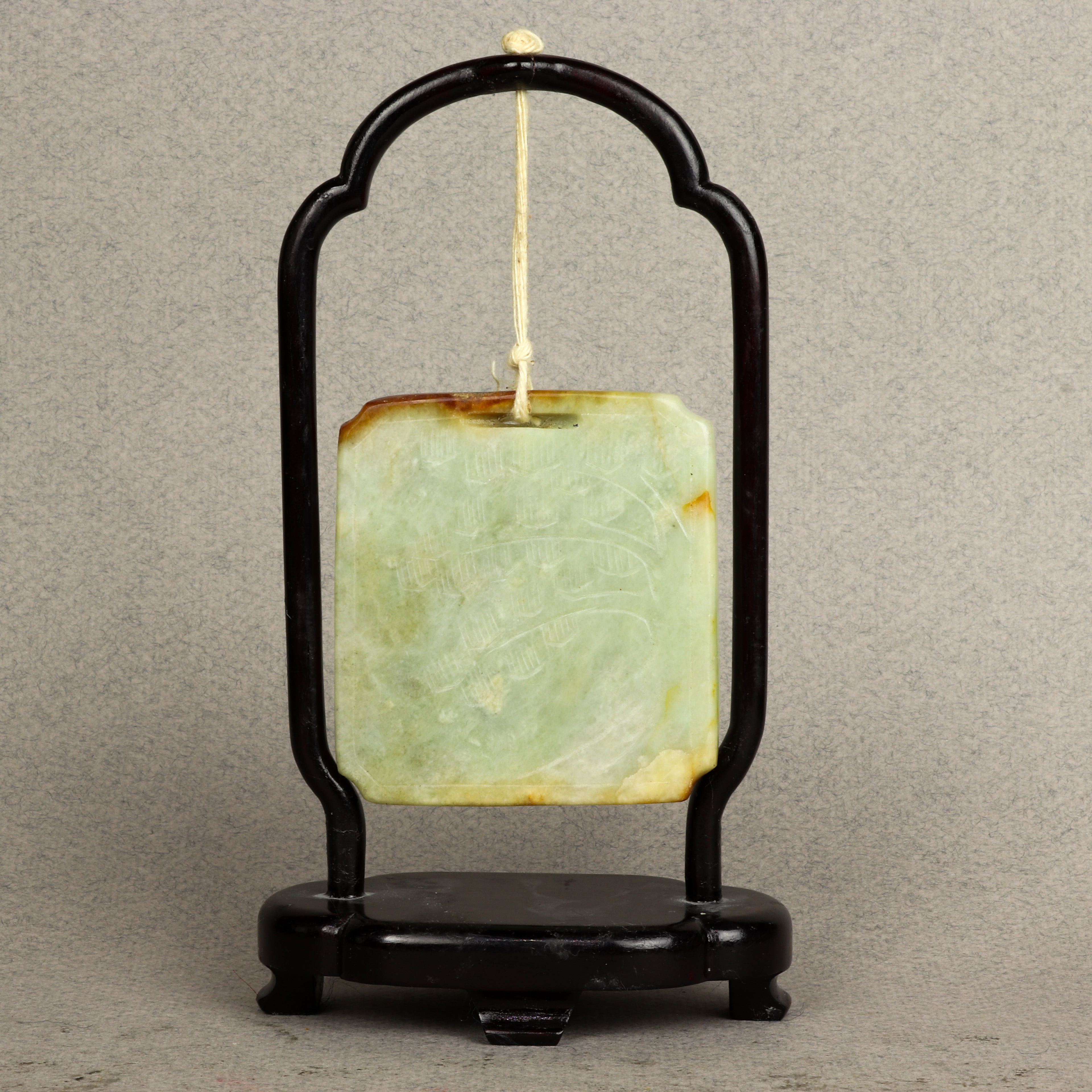 CHINESE JADEITE PLAQUE WITH STAND