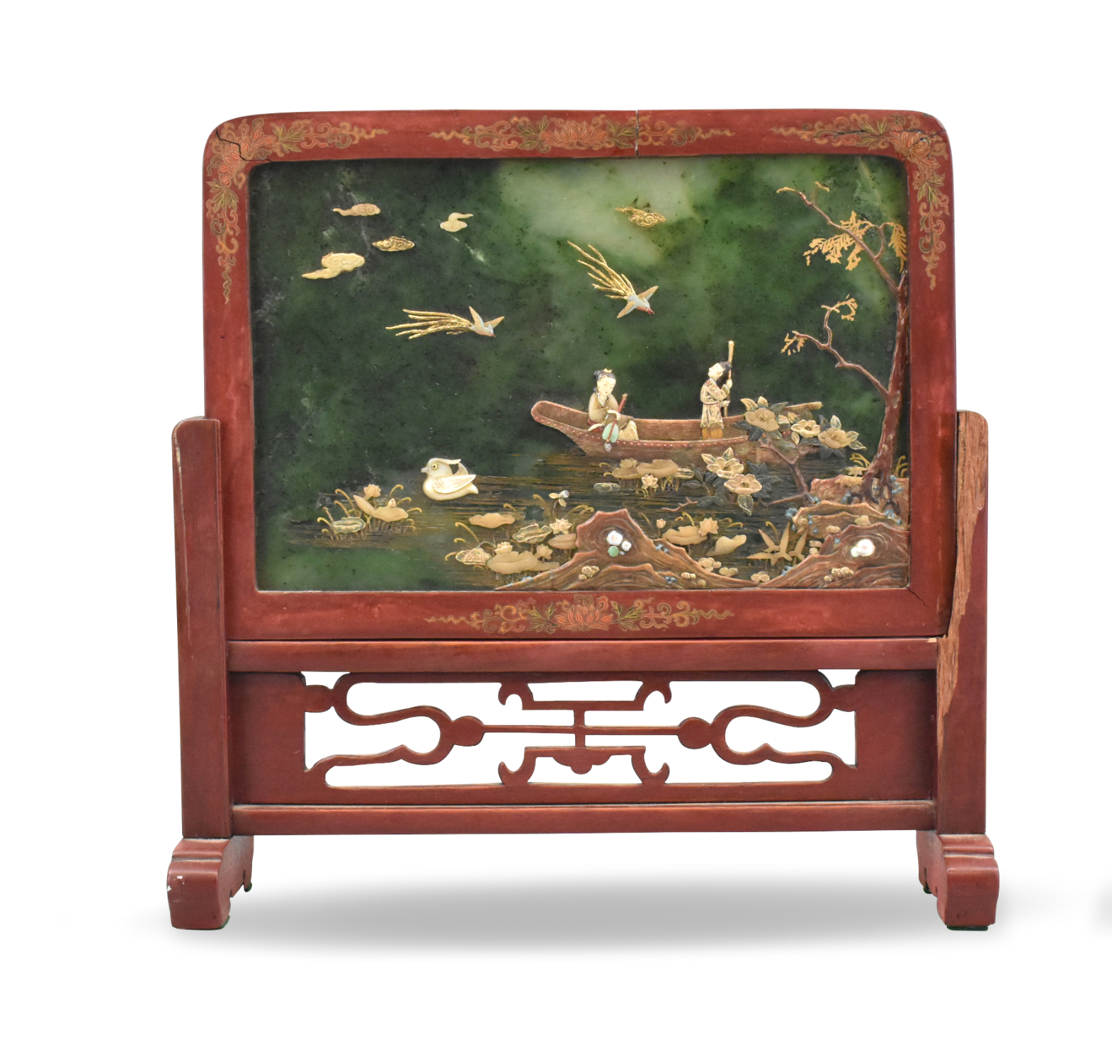 CHINESE JADEITE TABLE SCREEN W/