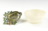 CHINESE JADITED CARVED BOWL &