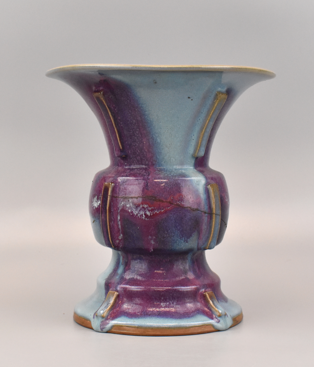 CHINESE JUN WARE SPITTOON W/ PURPLE