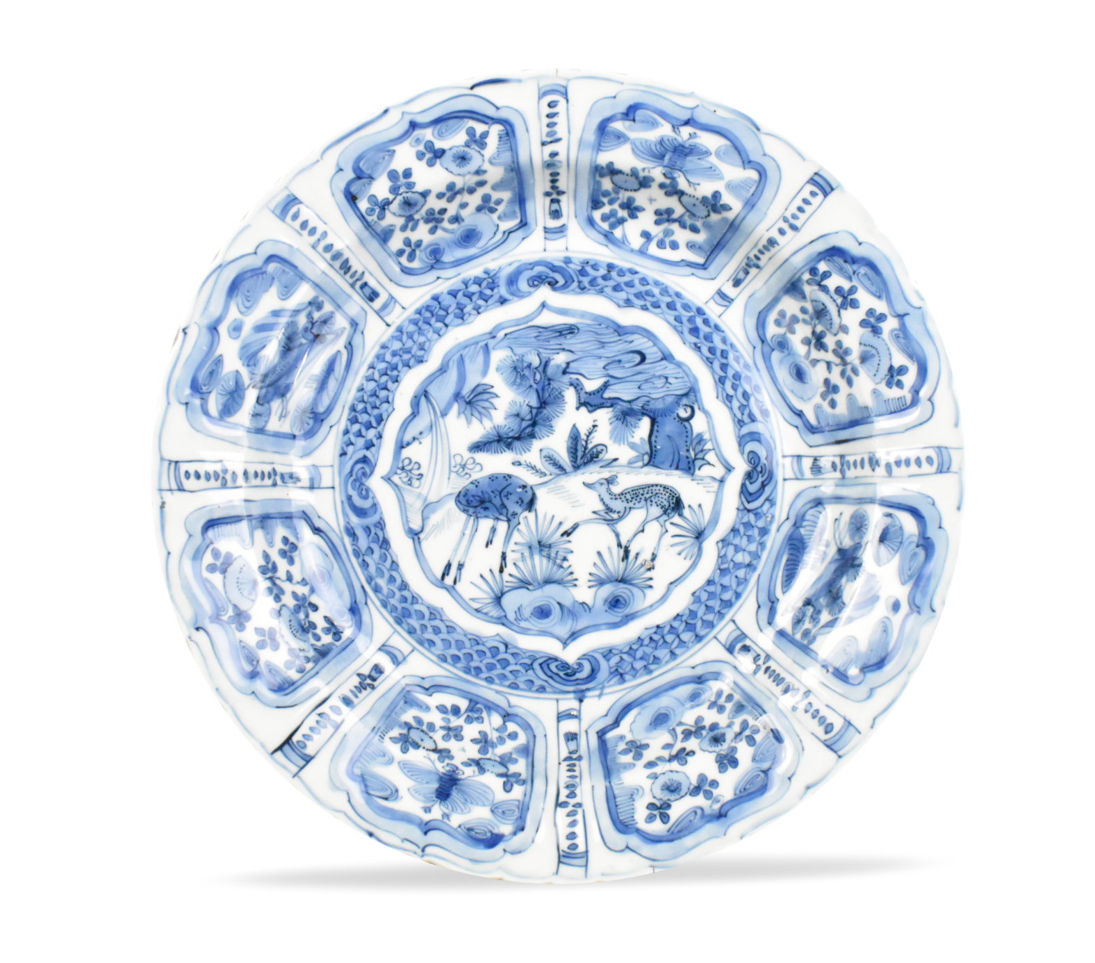 CHINESE KRAAK BLUE & WHITE PLATE W/