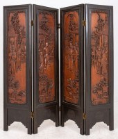 CHINESE LACQUER AND CARVED WOO