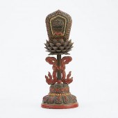 CHINESE LACQUER AND WOOD BAJIX