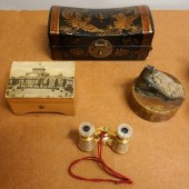 CHINESE LACQUER BOX, WOOD MUSI