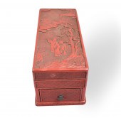 CHINESE LACQUER CARVED SCHOLAR