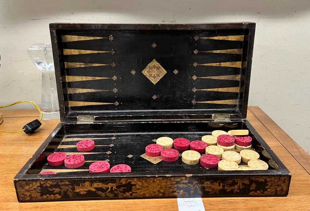 CHINESE LACQUER FOLDING GAMEBOARD