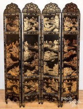 CHINESE LACQUER FOLDING SCREEN