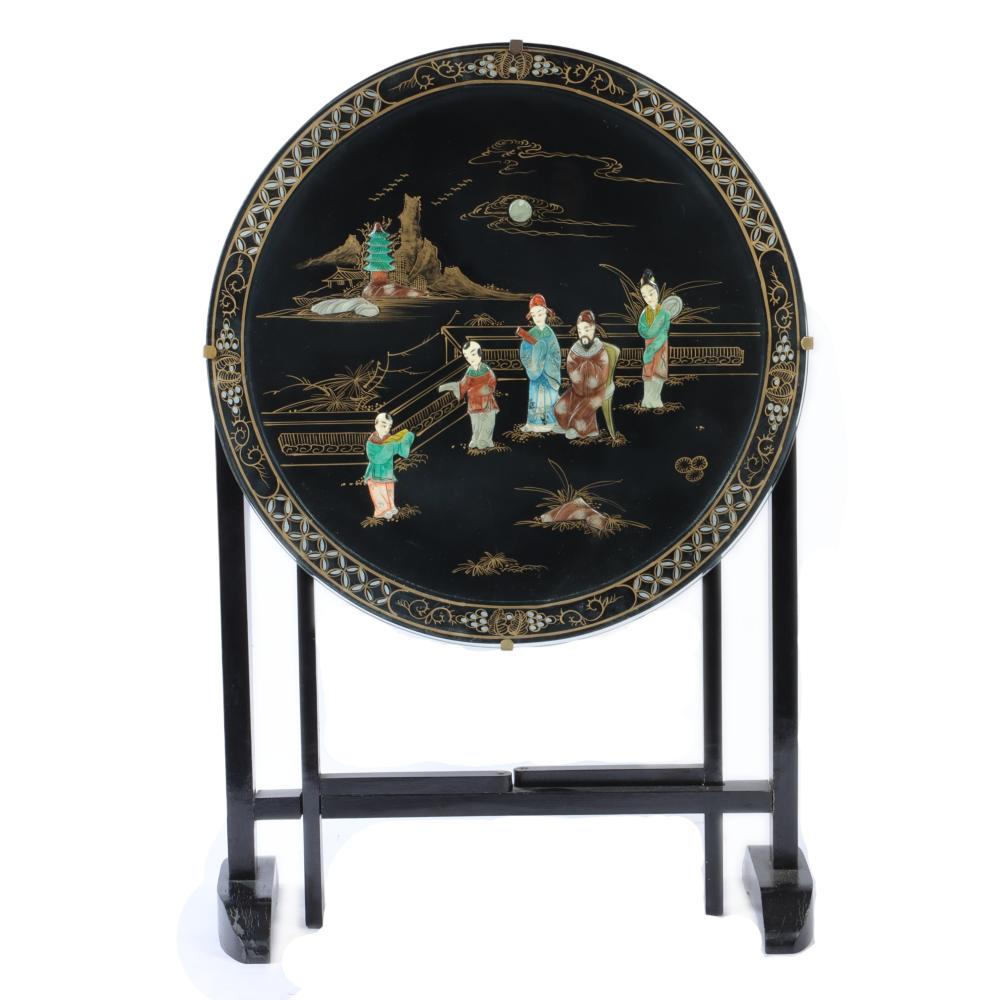 CHINESE LACQUER GATE LEG TILT TOP