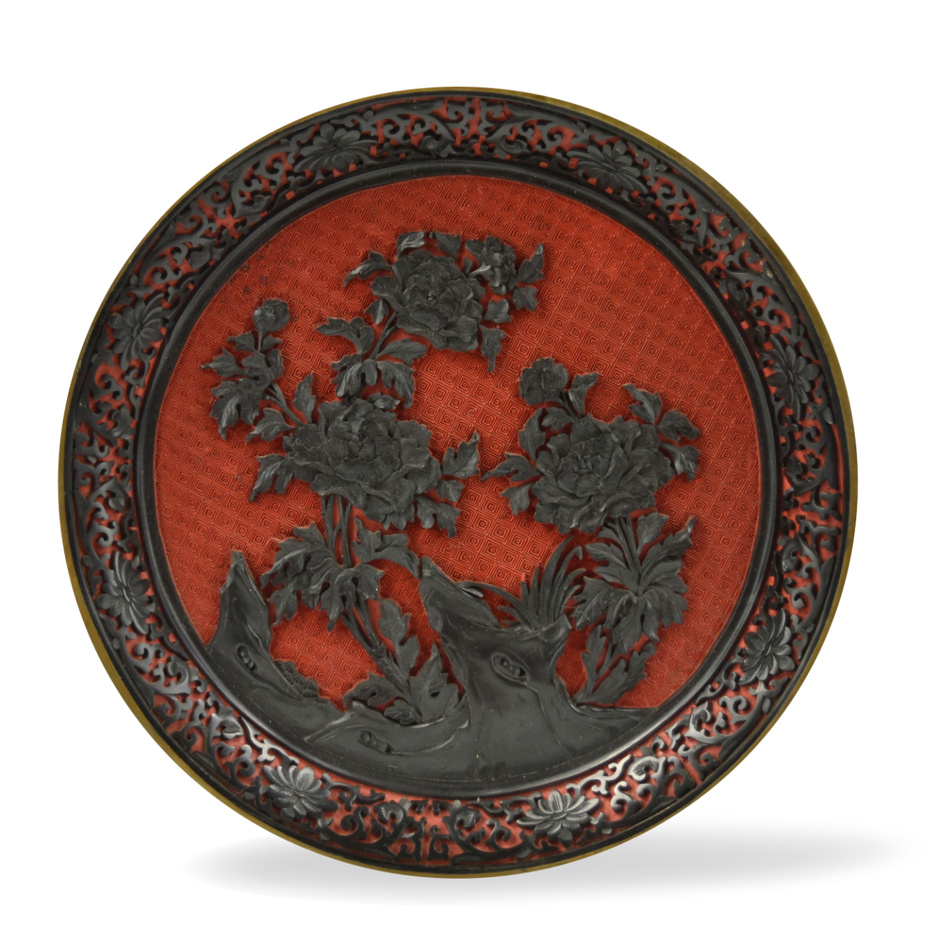 CHINESE LACQUER PLATE,20TH C.
