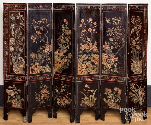 CHINESE LACQUER SIX-PART FOLDING