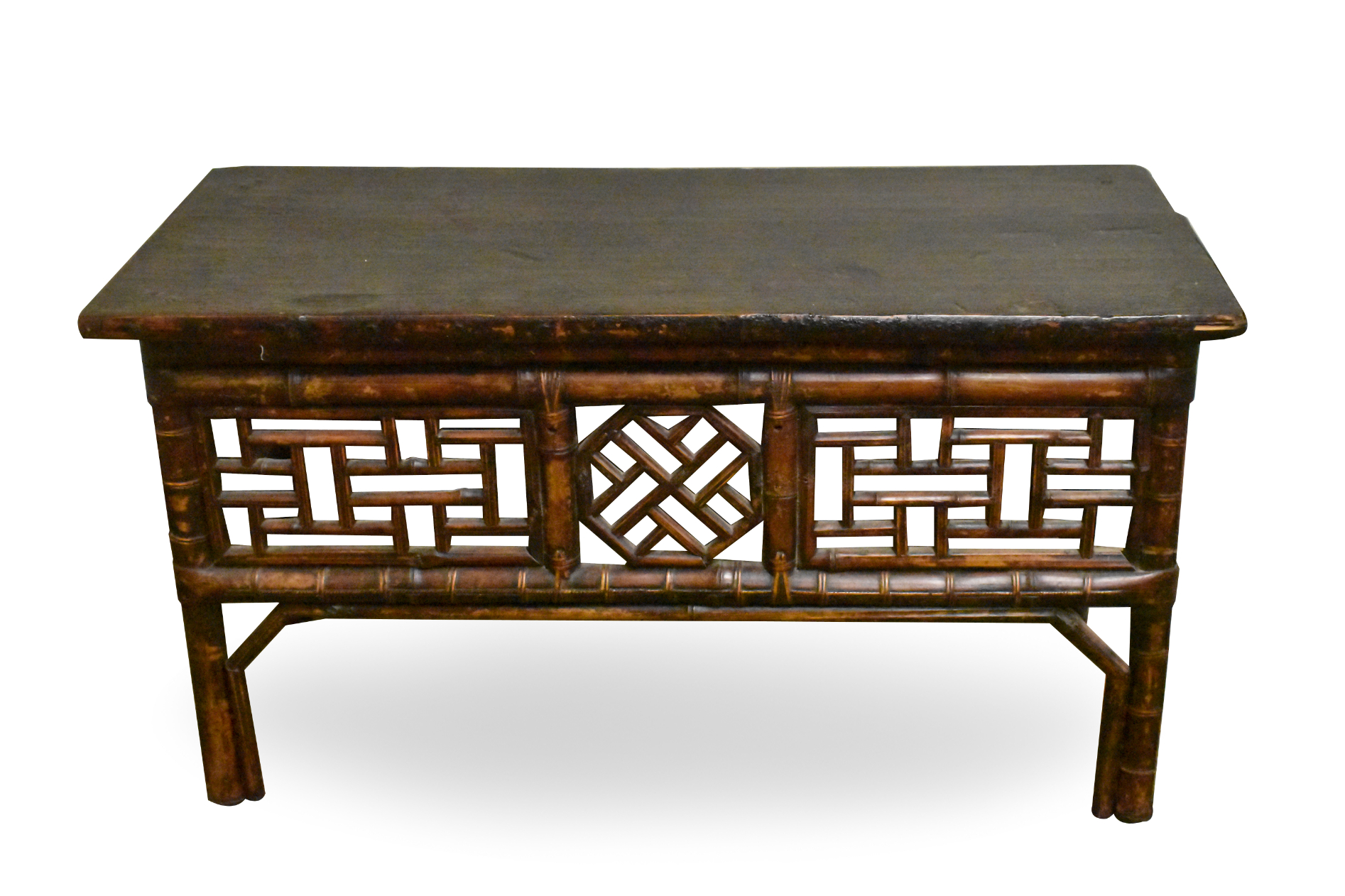 CHINESE LACQUERED BAMBOO CARVED