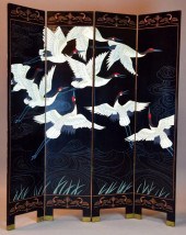 Chinese Lacquered Black 4-Pane