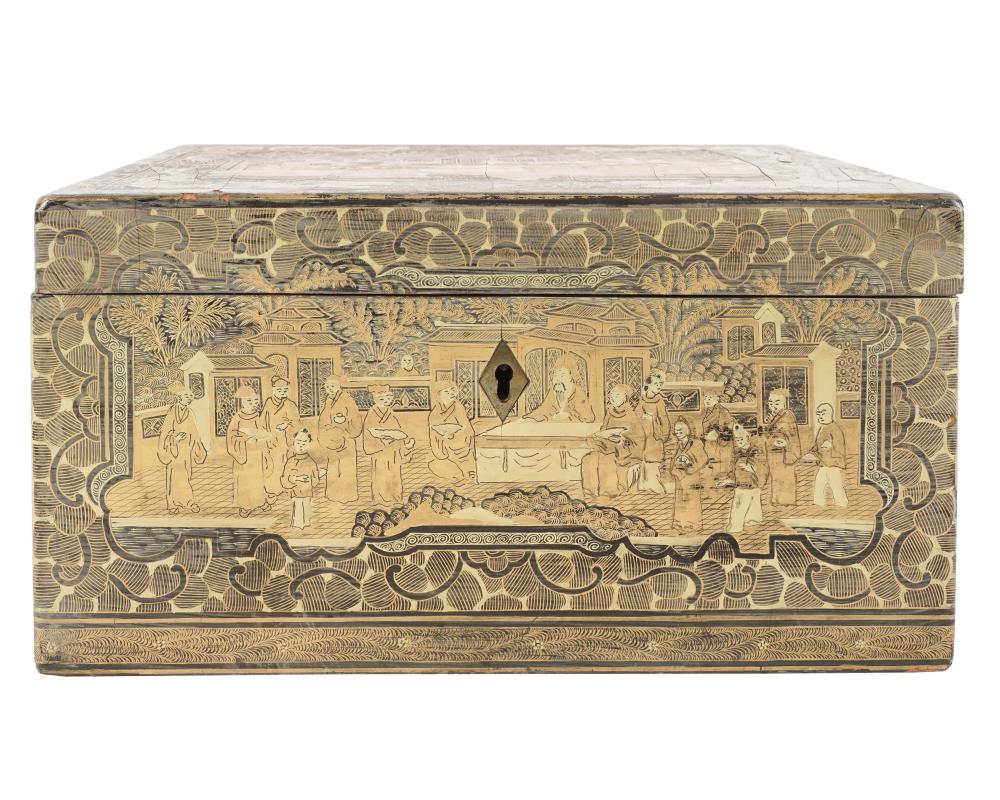 CHINESE LACQUERED BOXthe hinged top