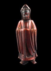 CHINESE LACQUERED CARVED GUANY