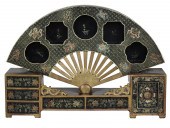 CHINESE LACQUERED FAN FORM TAB