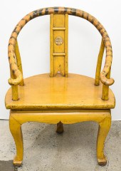 CHINESE LACQUERED HORSESHOE-BA