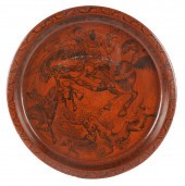 CHINESE LACQUERED ROUND TRAYde