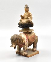CHINESE LACQUERED WOOD BUDDHA