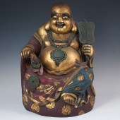 CHINESE LACQUERED WOOD BUDDHAD