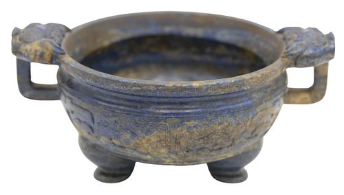 CHINESE LAPIS LAZULI TRIPOD INCENSE