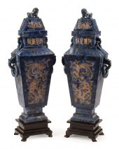 CHINESE LAPIS LAZULI VENEERED