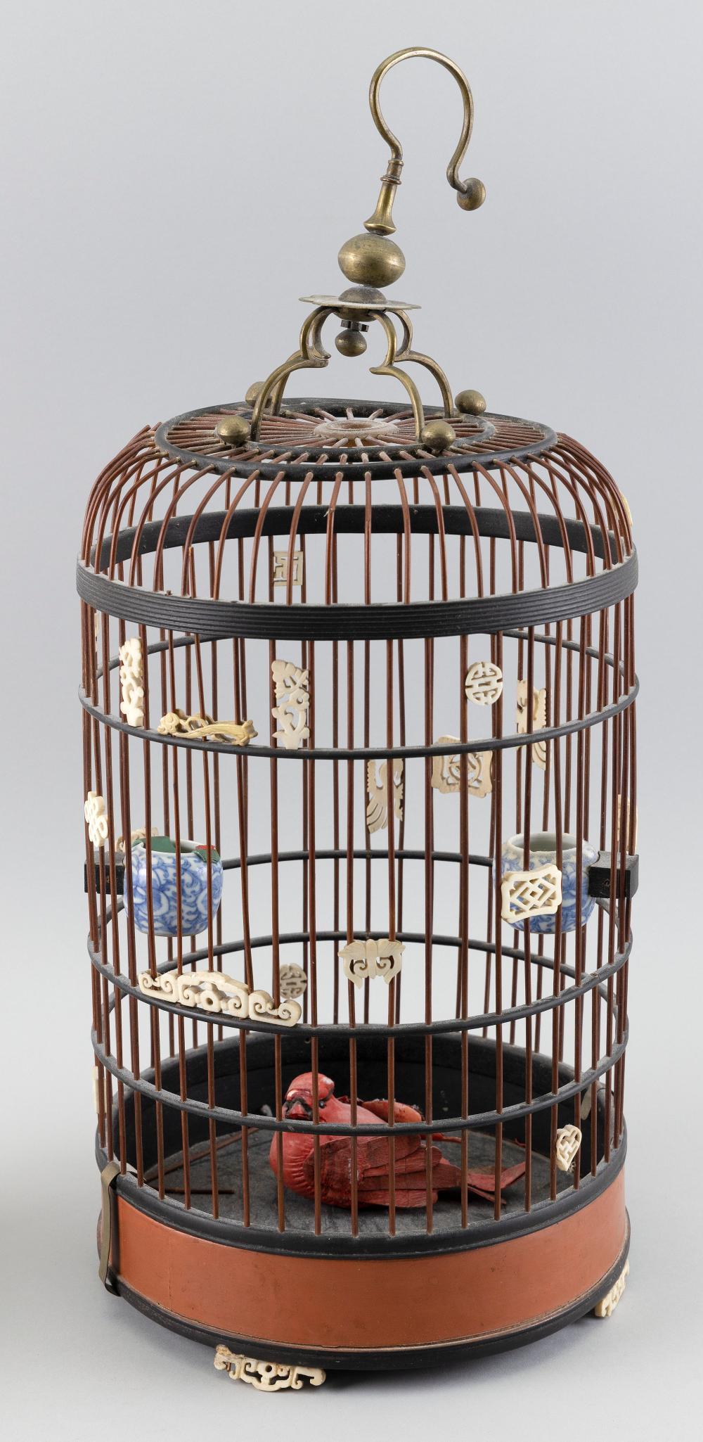 CHINESE LAQUERED WOOD BIRDCAGE