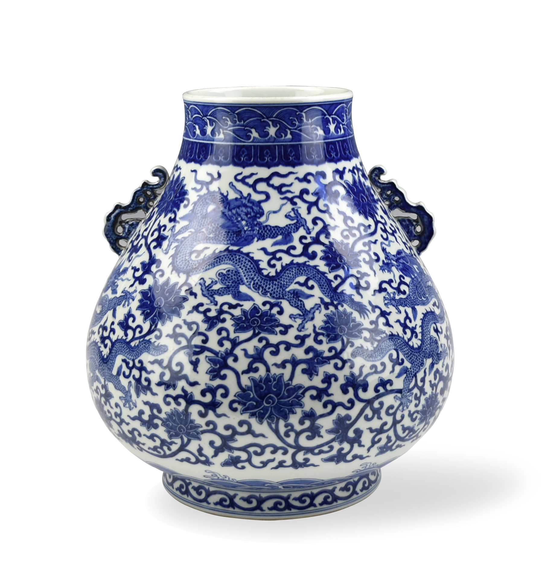 CHINESE LARGE BLUE & WHITE ZUN