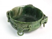 CHINESE LARGE CARVED GREEN SPI