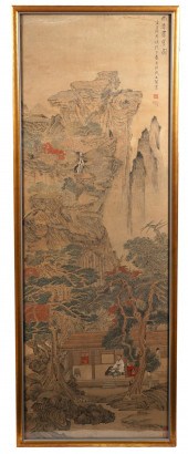 CHINESE LARGE GILT FRAMED SCRO
