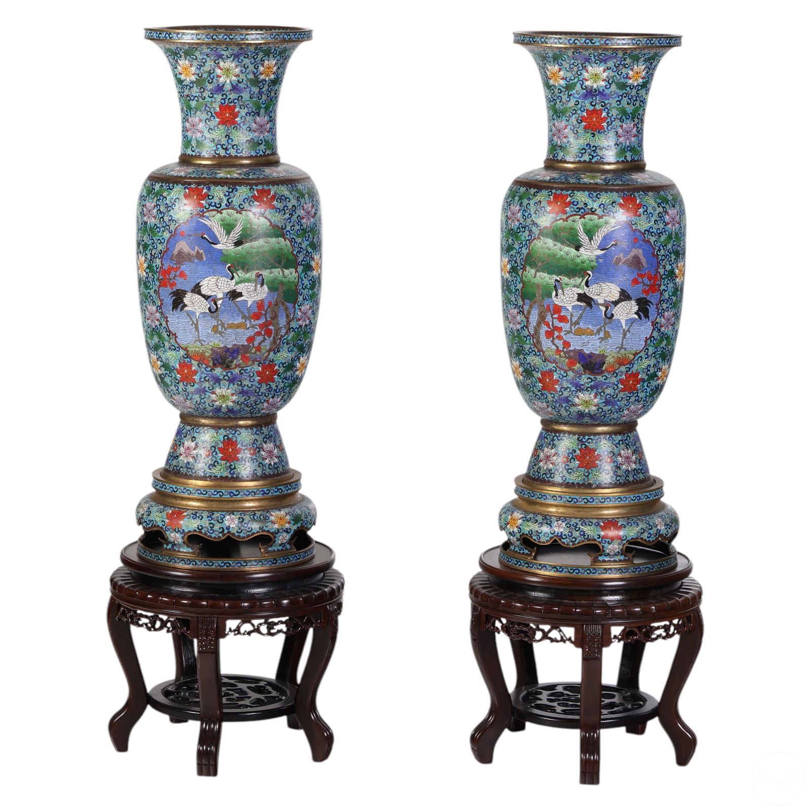 CHINESE LARGE PAIR OF CLOISONNE