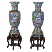 CHINESE LARGE PAIR OF CLOISONN