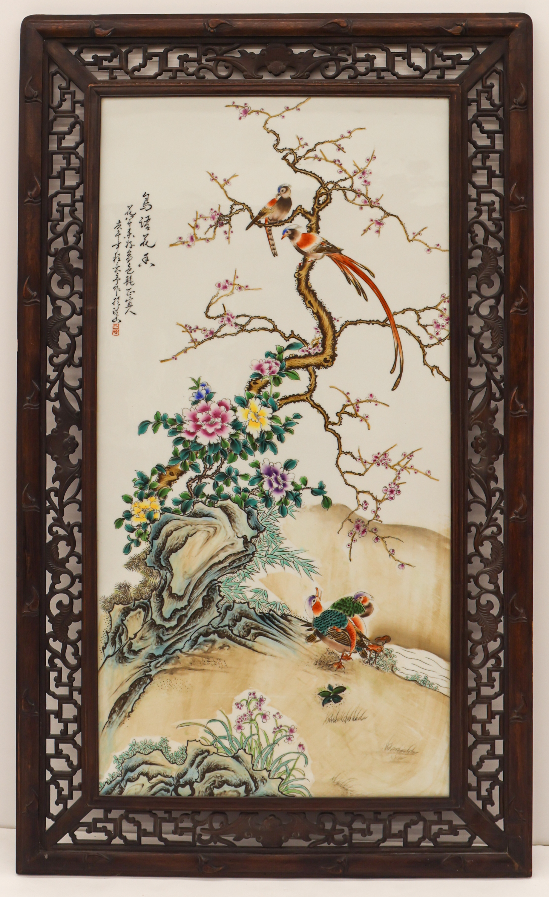 Chinese Large Porcelain Bird Plaque