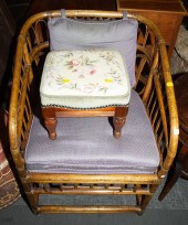 CHINESE LASHED RATTAN ARM CHAI