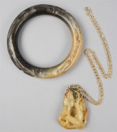 CHINESE LIGHT BROWN CARVED JAD