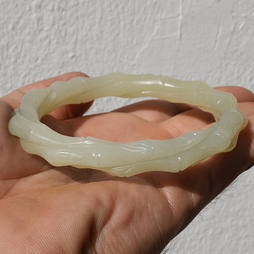CHINESE LIGHT CELADON JADE BAMBOO