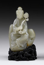 Chinese light celadon jade Quanyin