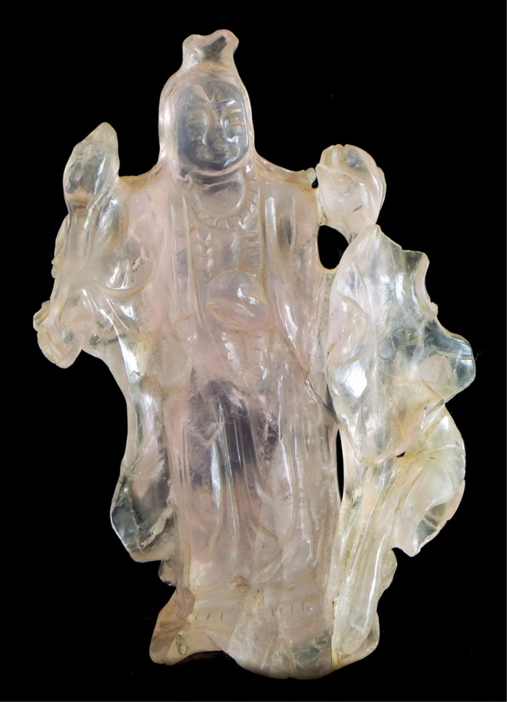 CHINESE LIGHT PINK CARVED SCULPTURE