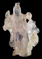 CHINESE LIGHT PINK CARVED SCUL
