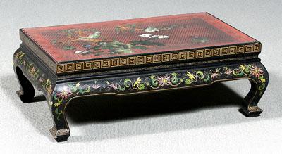 Chinese low table, inset carved