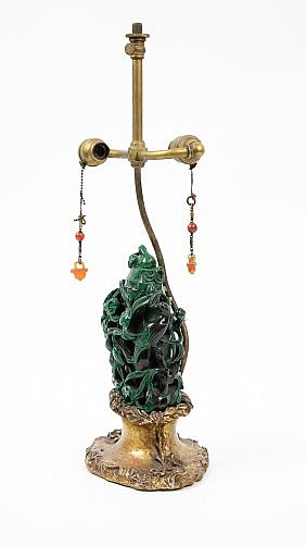 CHINESE MALACHITE LIDDED VASE,