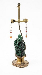 CHINESE MALACHITE LIDDED VASE,