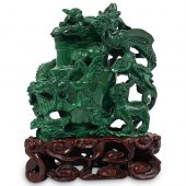 CHINESE MALACHITE URNDESCRIPTI