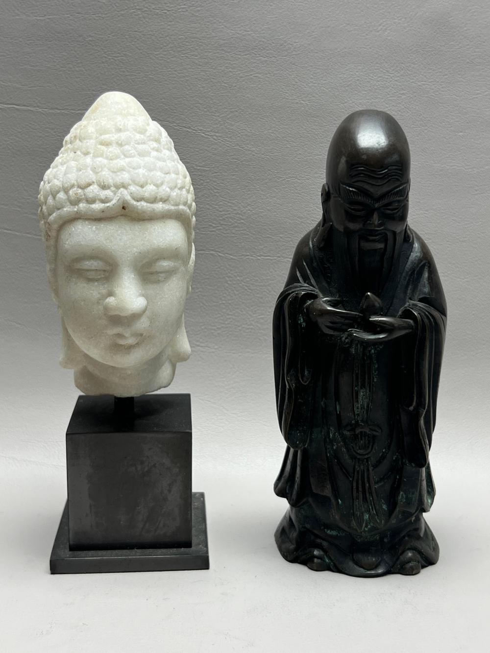 CHINESE MARBLE BUDDHA HEAD AND