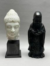 CHINESE MARBLE BUDDHA HEAD AND