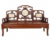 CHINESE MARBLE-INSET CARVED WO