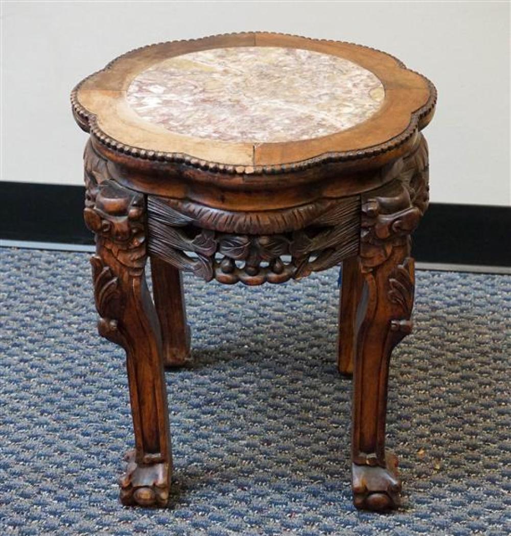 CHINESE MARBLE INSET HARDWOOD LOW