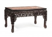 CHINESE MARBLE-INSET HARDWOOD
