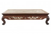 CHINESE MARBLE-INSET HARDWOOD
