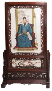 CHINESE MARBLE-INSET HARDWOOD